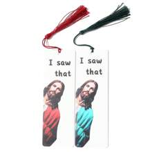 1/2Pcs Funny God Bookmark "I Saw That" Double Printed Acrylic Bookmarks With Beautiful Tassel, Perfect Gift Book Accessory For Readers Book Lovers Reading Marker,School Supplies,Back To School