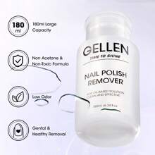 Gellen Removedor de Esmalte de Unhas Gellen, 180ml Removedor de Esmalte de Unhas Sem Acetona para Esmaltes de Secagem Rápida, Removedor de Esmalte de Unhas Delicado com Bomba, Removedor de Esmalte de Unhas Transparente Ultra-Potente, Jasmim, Leite, Aroma de Rosa