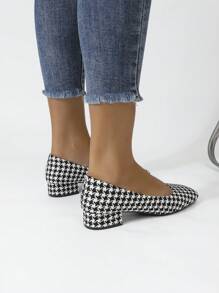 Plus Size Damskie Mokasyny Z Kwadratowym Noskiem, Czarne, Grube Obcasy, Wsuwane, Profesjonalne Buty Robocze, Wygodne Miękkie Podeszwy, Odpowiednie Na Wszystkie Pory Roku