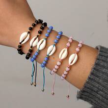 12 件/套海洋风格贝壳珠编织手链 - 海洋風格貝殼多面珠編織手鍊12件套 - 查看 6