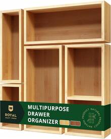 5-Piece Bamboo Drawer Organizer Set – Multi-Use Storage Trays For Kitchen, Bathroom, Office, Makeup, Jewelry & More – Junk Drawer Tray, Utensil Holder, Storage Box & Bin Set (5 Boxes) - 5 Boxes - View 10