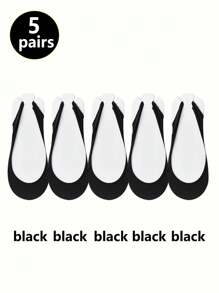 1/5/10 Pairs Women Silicone Non-Slip Thin Breathable Boat Socks, Invisible Ankle Socks For High Heels, Summer - Multicolor - View 17