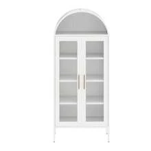 Metal Bookcase Bookshelf With Doors And Adjustable Shelves, 71" Tall Display Cabinet With LED Lights, 4 Tier Display Case For Home Office, Study Room, Collectibles