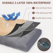 Dog Crate Bed Waterproof Deluxe Plush Dog Beds With Removable Washable Cover Anti-Slip Bottom Pet Sleeping Mattress For Large, Medium, Jumbo, Small Dogs, 47 X 29 Inch, Gray