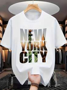 Camiseta Streetwear Unissex 100% Algodão Masculina e Feminina Estampada New York City Camisa Premium - Branco - Visão 1