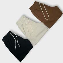 Kit 3 Premium Linen Shorts Bermuda Mauricinho Men's Casual Basic Comfortable Drawstring Waist - Rỉ Nâu - Xem 1