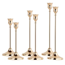 12 件优雅浪漫的欧式晚餐蜡烛、婚礼装饰、6 件餐桌中心装饰烛台、锥形金属烛台、房间和家居装饰