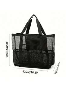 1pc Embroidery Customization Large Capacity Polyester Mesh Shoulder Bag, Lightweight Foldable Beach Bag, Portable Travel Washing And Swimming Storage Bag, Holiday Gift For Mother,Multifunction,Versatile,Large Capacity,Lightweight,Functional,Practical,All-Purpose,Colorful,Cute,Adorable,Contracted,Funny,Kawaii,Y2K,Minimalist,Commuting,Business Casual,Basics,Custom,Personalized,Unique,Customized,Ideal Gifts For Him,Ideal Gifts For Her,Her,Boyfriend,Girlfriend,Family,Friends,For Anniversaries,For Teacher Gifts,For University,For Colleague,For Dorm Rooms,For Teacher,For Boys And Girls,For Teenagers,Junior High School Students,Middle School Students,High School Senior High School Students,College Students,University Students,Freshman,Sophomore,Underclassmen