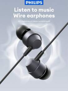 PHILIPS 飞利浦 TAE1120 Type-C 入耳式有线耳机，运动 HIFI 环绕立体声，音乐，游戏，高清麦克风，控制按钮，防缠结，舒适硅胶耳塞，商务有线耳机 - 彩色 - 查看 2