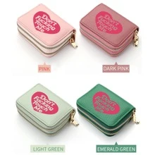 Women Multipurpose Small Card Holder Organ Type Clutch Bag Double Zipper Wallet PU Leather Coin Purse For Women Wallet Mini Wallet Purse Wallet Small Wallet - Mint Green - View 7