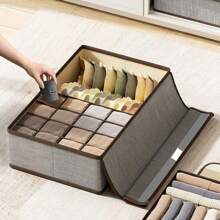 Caja de almacenamiento de ropa con 17 compartimientos y tapa, de gran capacidad, para organizar calcetines, ropa interior, ropa pequeña y pantalones