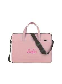 1pc Embroidery Customization Solid Color Simple And Lightweight Portable Laptop Bag, Portable Business Trip Waterproof Computer Protective Case, Zippered Office Computer Bag For Outdoors/Outings/Travel/Hiking/Stadium/Sports/Climbing, For Business/Commute/Work/Office, Travel