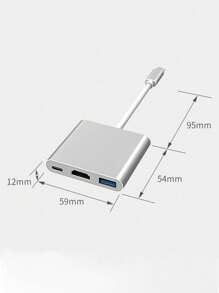 USB C Multiport Adapter,3-In-1 Type-C Hub With Thunderbolt 3 4K Output/USB 3.0 Port/PD 100W Quick Charging Port,Android Digital TV Adapter For Pro, Air,Projector,Monitor