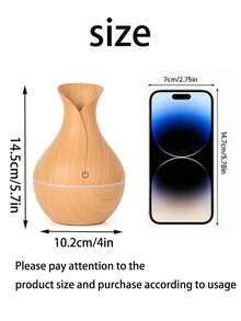 USB Humidifier Set (Includes 2 Bottles Of Essential Oils), Wooden Grain Creative Humidifier, Essential Oils Add Fragrance, Valentine's Day Gift