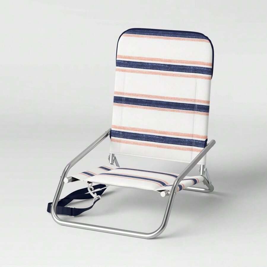 Threshold Outdoor Foldable Armless Sand Beach Chair Water-Resistant Carry Strap