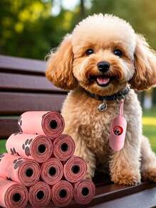 Available In 2 Sizes: 5 Rolls/75pcs And 10 Rolls/150pcs, Polyethylene Pet Poop Bags, Leakproof Dog Waste Bags Refill, With Paw Print Pattern, Suitable For Outdoor Walking And Animal Waste Disposal, Pet Cleaning Supplies