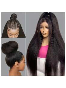 34 英寸折扣 13X4 卷曲直蕾丝前假发 - 耐热、柔软、饱满、预拔 Yaki 直蕾丝前假发替换假发,适合女士,无胶,非常适合派对和日常佩戴 8-34 英寸 - SNatural - 查看 2