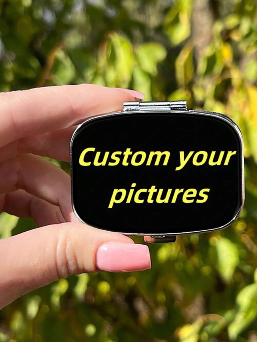 1PC Custom Square Pill Box,Mini Pill Box,2 Compartment Medicine Pill Organizer,Household Portable Medicine Storage Box,For Pockets Purses Travel Unique Gift - FH - View 1