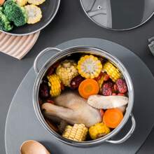 Grande casserole en acier inoxydable avec couvercle en verre - plus épaisse et plus haute, multifonctionnelle pour mijoter et faire de la soupe, compatible avec les cuisinières à gaz et à induction, convient pour la maison et les restaurants