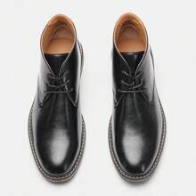 Men's Desert Boots, Simple For Commuting, Rubber Dual-Color Sole, Retro Casual Ankle Boots - Black - View 9