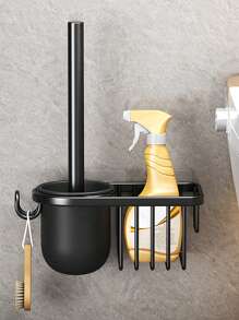 1pc Wall-Mounted Toilet Cleaning Brush Set Household Brush To Clean The Toilet Toilet Brush No Dead Angle To Clean The Bathroom Artifact Wall-Mounted Punch-Free Toilet Cleaning Tool