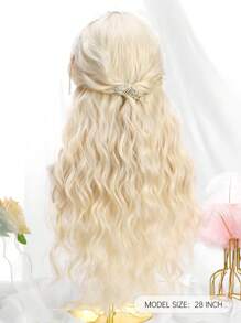 Rollos blancos y dorados tejidos de 28 pulgadas, fibras químicas mecánicas, pelucas resistentes al calor, se pueden usar para fiestas de cosplay, encantadoras y elegantes, lindas y elegantes