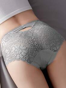 4pcs Set Elegant Lace Women Underwear, Breathable Comfortable Mid-Waist Panties With Lace Details