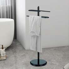 Freestanding Towel Rack, Bathroom Towel Rail, Bath Towel Holder, For Bath Towels, Clothes, Metal, Black - màu đen - Xem 10
