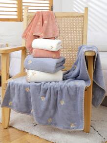 1 条手巾 + 1 条浴巾 刺绣樱桃，毛绒珊瑚绒，可爱时尚，厚实吸水速干，洗脸，沐浴，情人节、母亲节夏季、节日的浪漫礼物