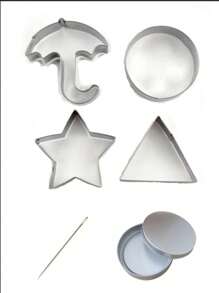 6pcs/Set Stainless Steel Cookie Cutter Set, Star, Umbrella, Triangle And Round Shaped Cookie Molds For Baking Cookies And Clay Crafting