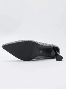 女士尖头粗跟简约时尚百搭工作正式派对礼服高跟鞋，办公室女士鞋，适合所有季节 - 灰色 - 查看 6