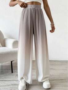 Pantalones de pierna ancha y cintura alta - Azul y blanco - Ver 8