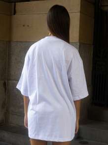 Oversized High Neck T-Shirt Premium Rubber Black White Streetwear - trắng - Xem 6
