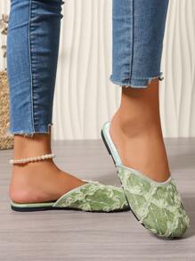 2025 新款复古中国风女士时尚百搭露背拖鞋，夏季