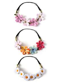 3 stuks/set meisjes bloemen hoofdbanden, elastische haaraccessoires, schattig lief minimalistisch ontwerp, geschikt voor meisjes op vakantie, feest en dagelijks gebruik, lente/zomer