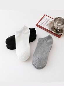 3pcs/6pcs/10pcs/15pcs Children Multicolor Simple Style Boat Socks, Comfortable