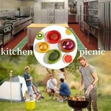 4 cái/1 cái Hộp đựng tủ lạnh bằng silicon cao cấp có thể tái sử dụng - Hộp đựng trái cây và rau quả năm 2024 cho bơ, cà chua, hành tây, chanh - Nhiều màu - Xem 2