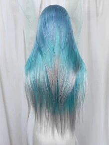 30 '' Mermaid Wig Ombre Blue Wig Mixed Lilac Gray 76 Cm Long Straight Hair Wig , Elegant Mermaid-Inspired Long Straight Hair Blue Mixed Wig Heat-Resistant Synthetic Wig For Women And Girls Cosplay Daily Photo Use Mixed Violet Light Blue Green Gray - Multicolor - View 3