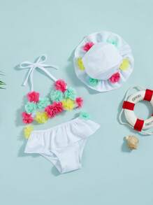 Newborn Baby Swimwear - White - View 3