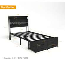 Twin Bed Frames With Headboard, Twin Size Bed Frames With Storage Drawers, Twin Bed, Black Metal Platform Bed Frame, Single Bed Frame, No Box Spring Needed