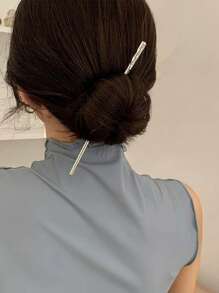 1个优雅简约日常发夹发髻固定器，多功能女士发饰发夹发髻器发髻发饰发夹造型发卡，学习用品，发饰 - 銀色 - 查看 2