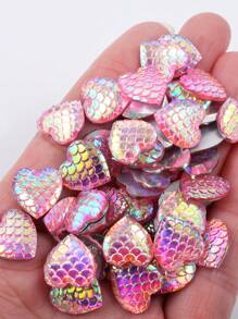 50 颗/包蛇皮图案树脂水钻，12 毫米平底心形树脂水钻，树脂水钻适用于手工 DIY 和服装配饰 - 彩色 - 查看 7