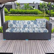 1pc Printed Patio Elastic Sofa Pillow Cover, Outdoor Cushion Cover Replacement Sofa Slipcover, Flexible Chair Pad Cover For Porch, Patio, Home Furniture Protection - Beige - View 6