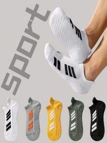 1/3/5/10 Pares de Meias Esportivas Masculinas, Design Listrado em Verde Água, Meias Tornozelo para Primavera/Verão, Meias Finas e Respiráveis para Corrida, Confortáveis para Fitness, Esportes, Atividades Diárias ao Ar Livre