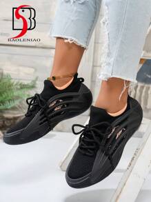 透气软底新设计减震厚底鞋，轻便防滑，多功能健身锻炼休闲装，外观迷人 - 黑色 - 查看 5