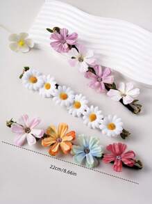 3 stuks/set meisjes bloemen hoofdbanden, elastische haaraccessoires, schattig lief minimalistisch ontwerp, geschikt voor meisjes op vakantie, feest en dagelijks gebruik, lente/zomer