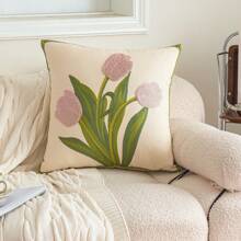 1 件郁金香花朵抱枕套，3D 刺绣图案，四季通用抱枕套，适用于沙发、卧室、客厅、户外花园装饰、婚礼客厅装饰。房间装饰用品、家居装饰、客厅装饰、抱枕、枕套（粉色、橙色、黄色、紫色）（不含内衬） - 彩色 - 查看 11