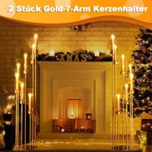 Gouden elegante 7-armige kernhouder voor bruiloften, metalen kandelaars met acrylkap als tafelstuk voor binnendecoratie