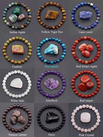 1 قطعة سوار خرزات من الحجر الكريستالي الطبيعي (لا يوجد حجر وسط)