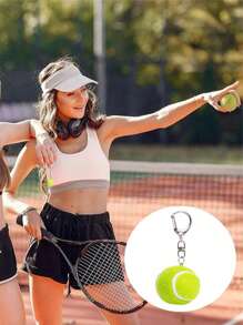 网球钥匙扣吊坠、迷你网球钥匙扣、可爱的书包挂饰、网球车配件、独特的礼物创意、浮动、圆形、开口环设计、新奇礼品袋饰物、适合运动爱好者的可爱手机配件 - 彩色 - 查看 4